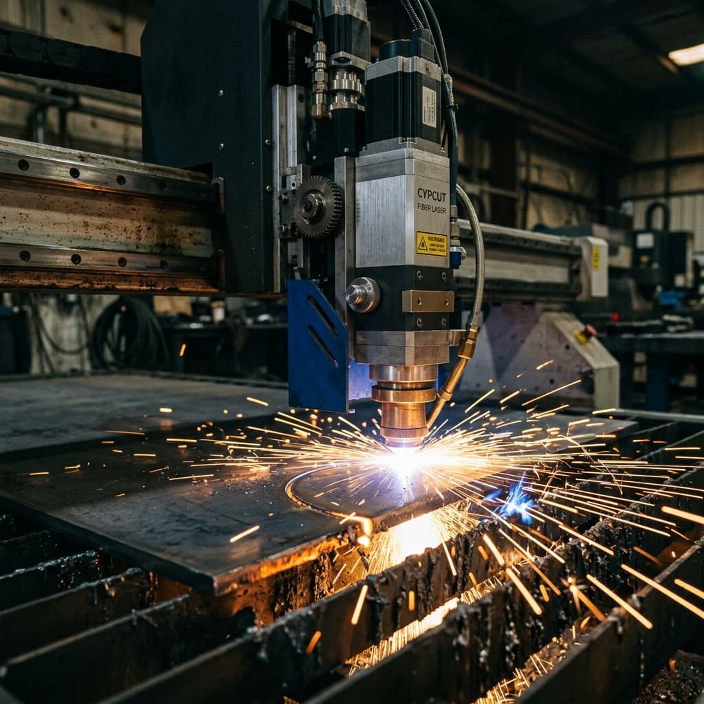 Fiber Laser Cutting Machine Head in Action